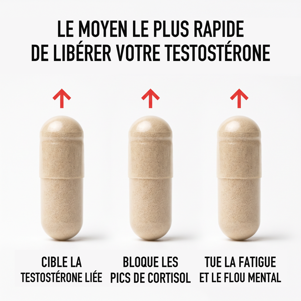 Trois gélules Yeti — le moyen le plus rapide de libérer votre testostérone piégée
